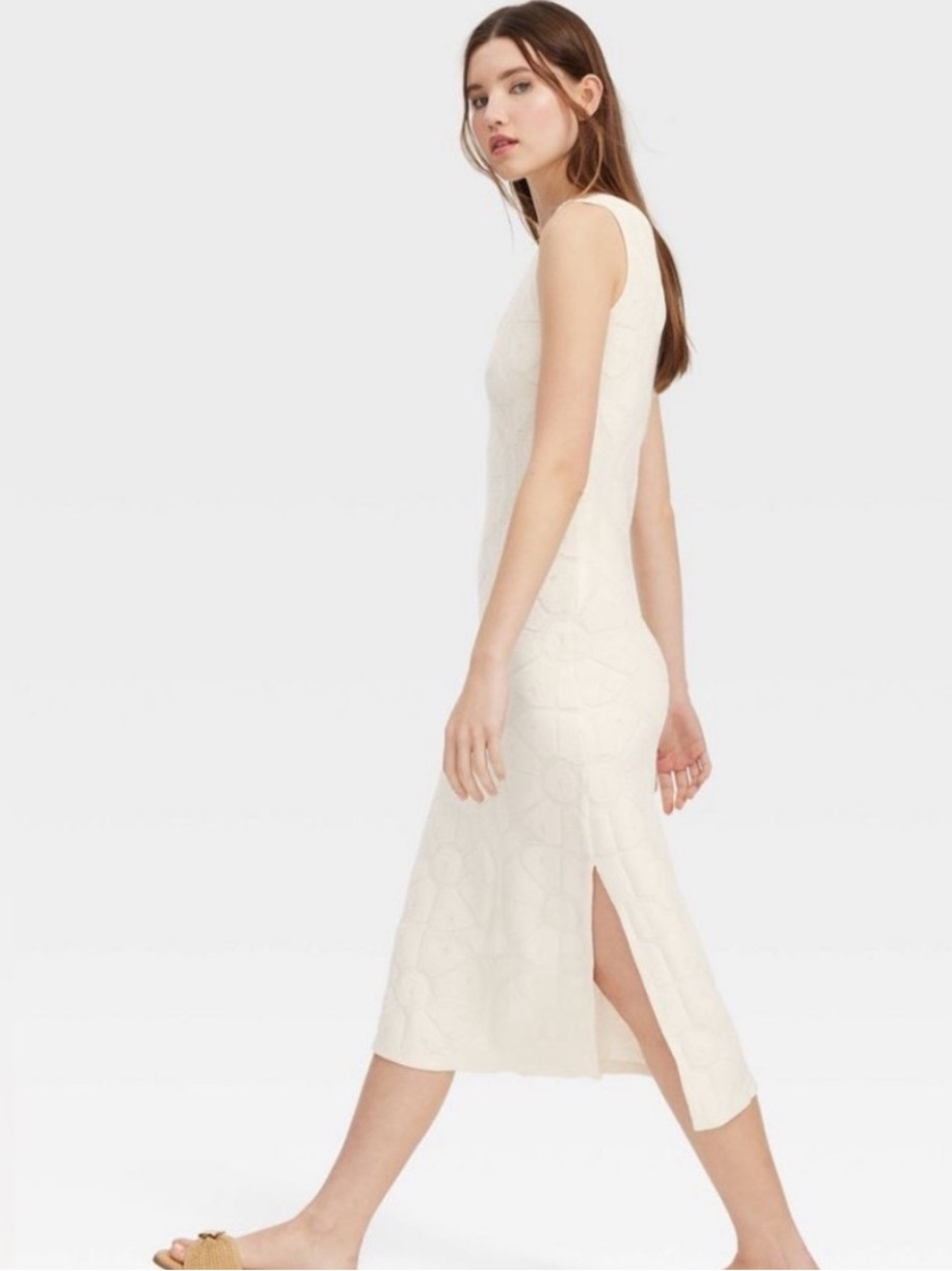 ROLLER RABBIT Floral terry ankle dress -cream -XL